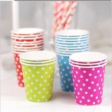Одноразовые бумажные стаканчики в горошек 160 шт/партия 8 унций стакан 4 цвета polkadots Свадебная вечеринка