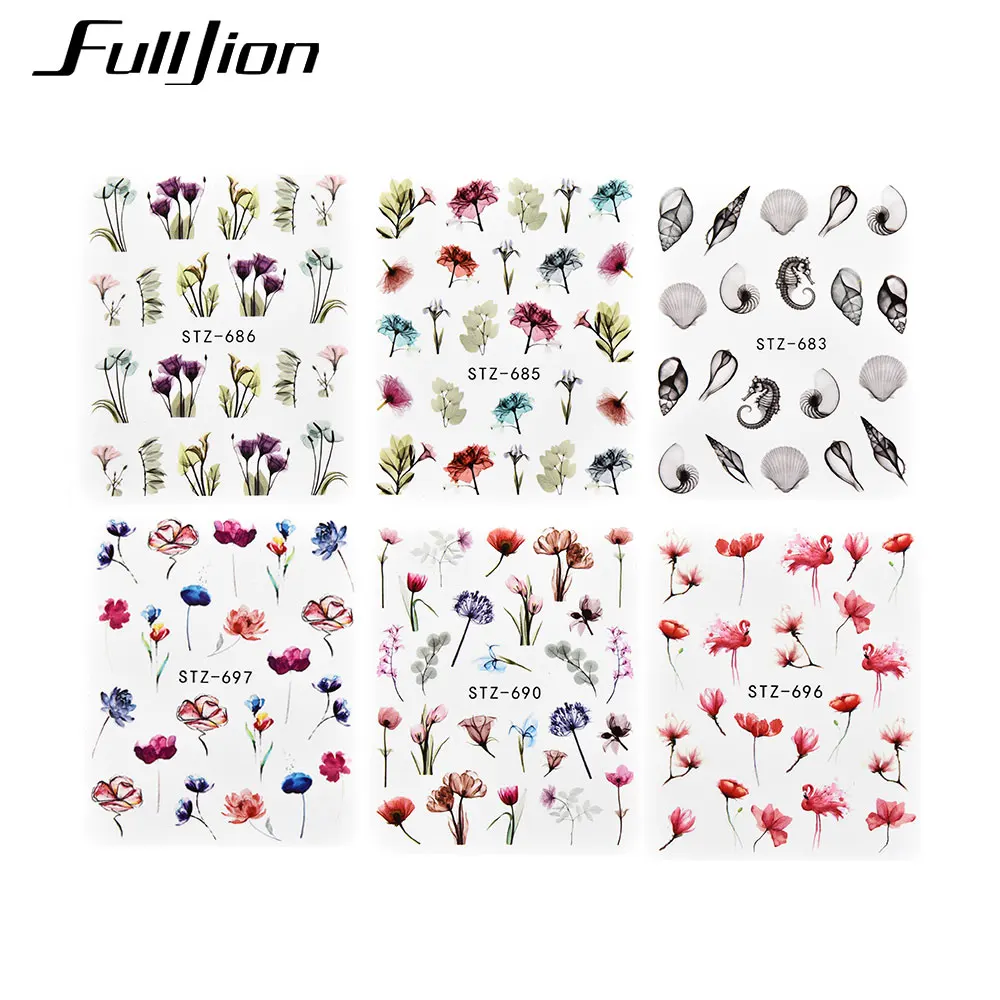 Fulljion 24 шт водяные наклейки для ногтей наклейки Цветочные Переводные Слайдеры для дизайна ногтей акварельные цветочные наклейки для дизайна ногтей аксессуары