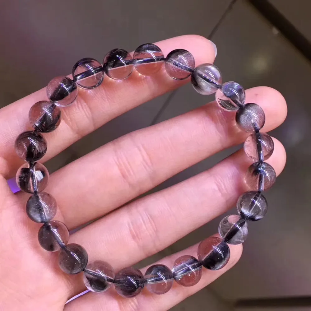 Natural Silver Rutilated Quartz Crystal Bracelet (1)