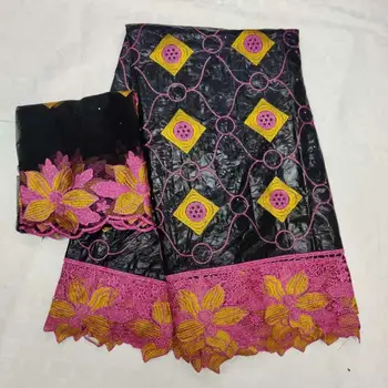 

2019 Latest African Swiss Voile Lace Fabric High Quality Black Bazin Brode Getzner With French Tulle Lace Fabric For Wedding