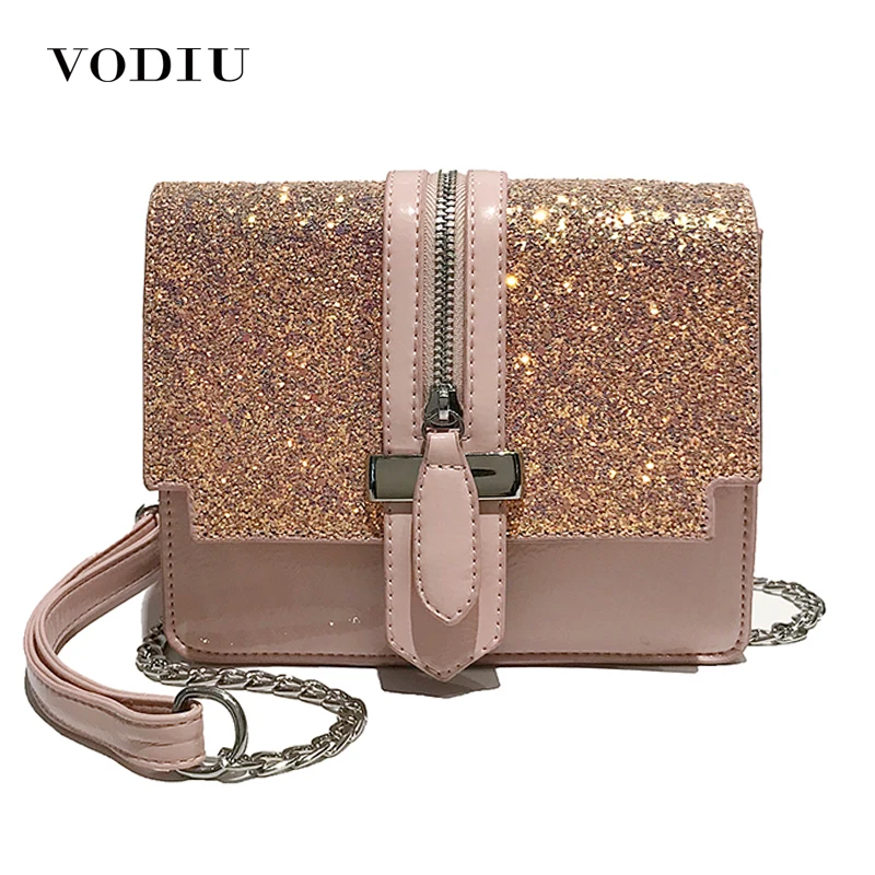 

Women Handbag Leather Bag Female Shoulder Messenger Bag Crossbody Handbag Women's Zipper Sequins Chain Flap Women Bags Designer