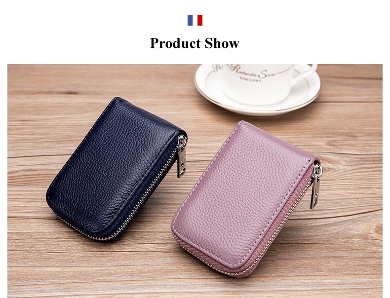 Lomelobo Unisex Lychee Card Holder Genuine Leather Women Men Credit ID Business Card Wallet Fashion Bank Cards bag Coin Purse HCL7139 Details (10)