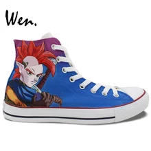 Вэнь Аниме обувь дизайн ручной росписи индивидуализированный Жемчуг дракона подарки на день рождения Мужские Женские высокие холщовые кроссовки для подарков