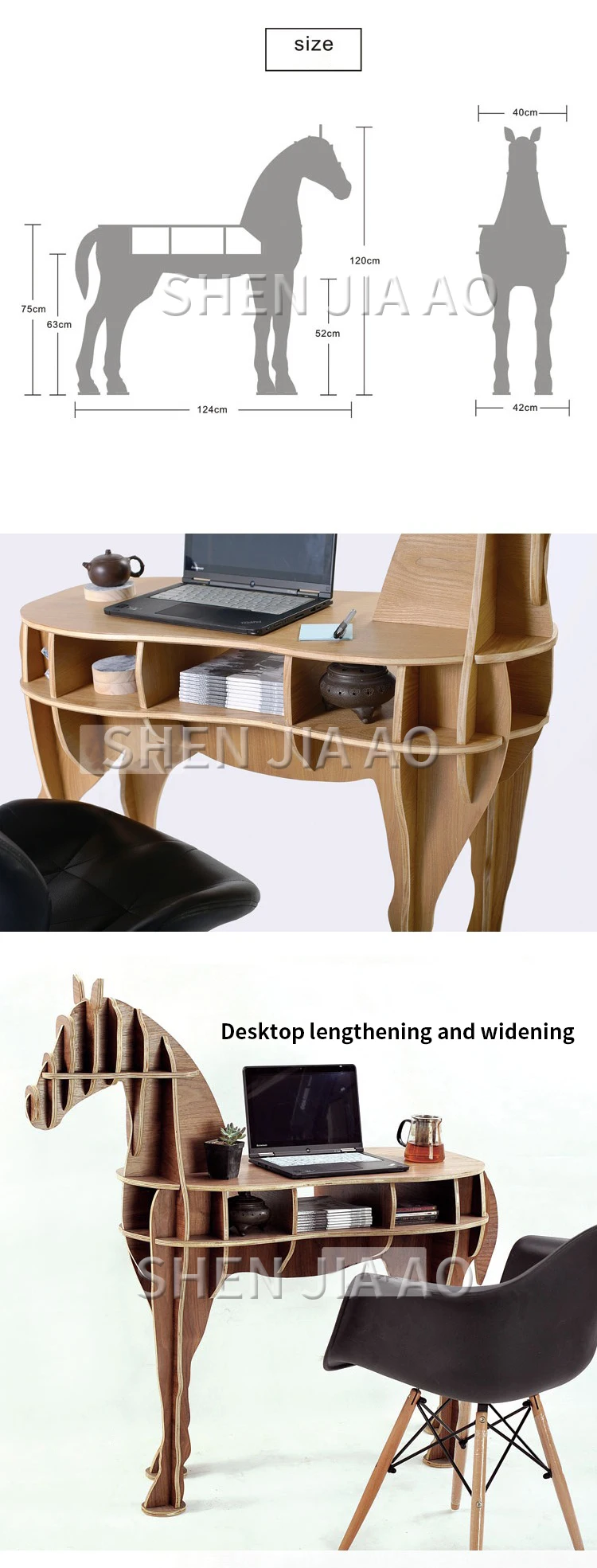Креативный стол в форме пони, украшение для гостиной, стол в скандинавском стиле для гостиной, простое художественное украшение, книжная полка для сборки пони, 1 шт