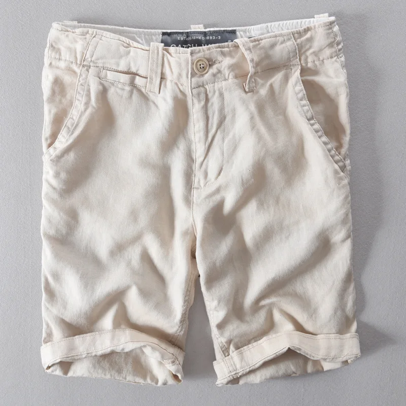 Мужские льняные брюки летние льняные спортивные брюки для мужчин короткие штаны