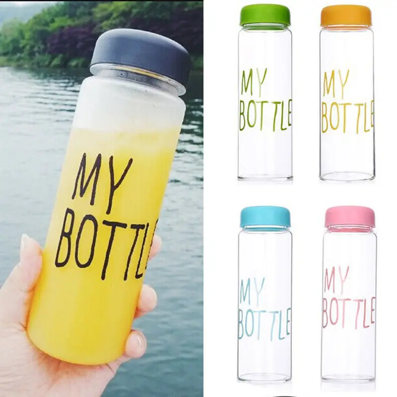 

Plastic Bottle 500ml for Water Bottles With Protective Bag Transparent or Matte Sport Korean Style Heat Resistant Leakproof