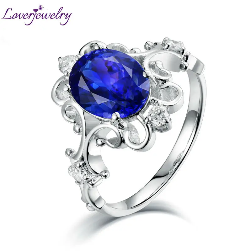 Genuine Gemstone Wedding Jewelry Solid 14Kt/585 White Gold Natural Tanzanite Diamond Engagement Ring for Wife Anniversary Gift цена Genuine Gemstone Wedding Jewelry Solid 14Kt/585 White Gold Natural Tanzanite Diamond Engagement Ring for Wife Anniversary Gift цены онлайн