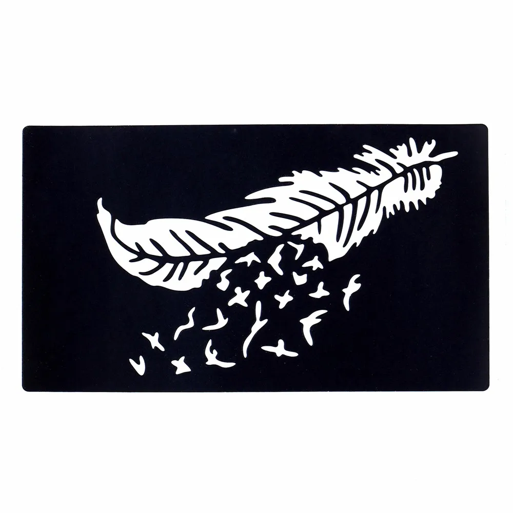 1 Piece Body Paint Henna Tattoo Stencil Feather Drawing Design Beauty Women Feet Hand Art Henna Template Tattoo Sticker Gift G86