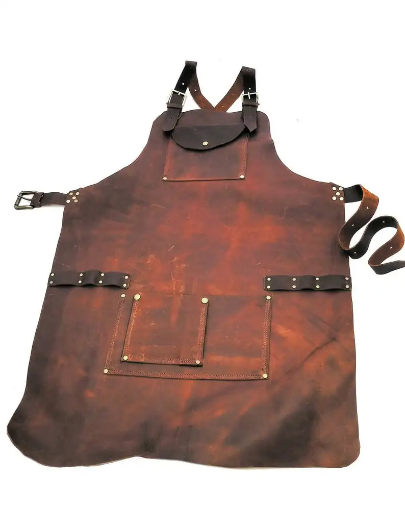 

Genuine Leather Work Apron with Nail Pouch and Top Pocket Durable leather apron one has a handy pouch for holding nuts and bolts