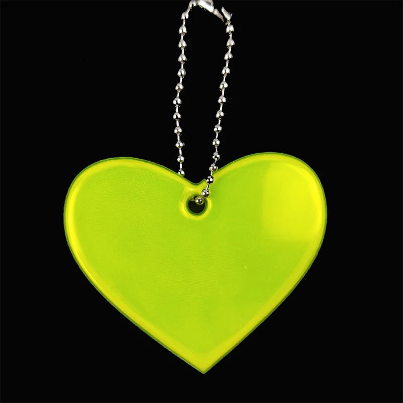 Meilite материал 250 Свеча огни мягкий ПВХ сердце отражатель светоотражающий брелок подвесные аксессуары для сумок для безопасности дорожного движения - Цвет: Fluorescent yellow