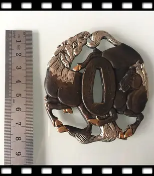 

Japan samurai sword accessories copper Katana tsuba @31-Horse Design