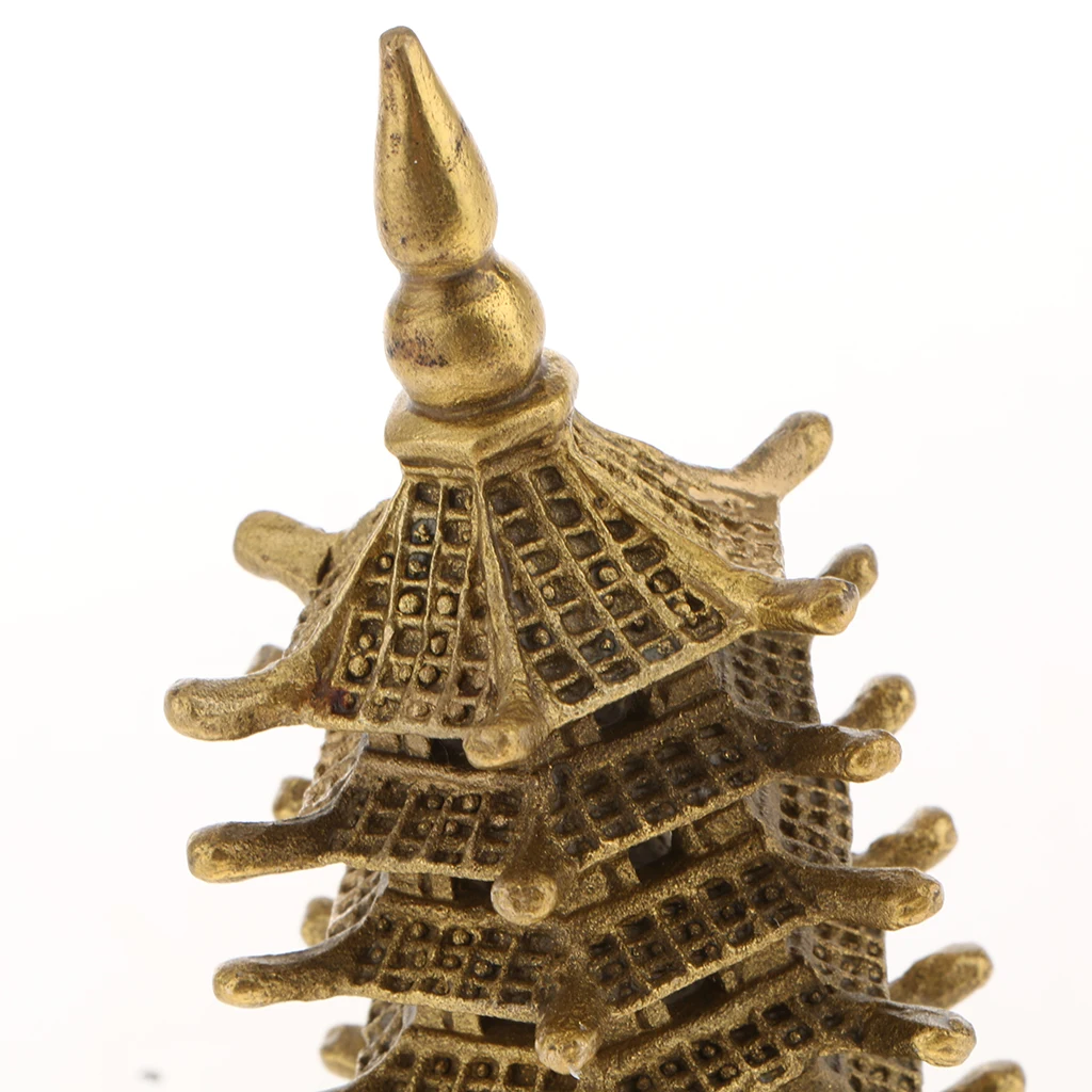 Chinese Antique Buddhism Temple Decoration WenChang Tower Buddha Stupa Pagoda Statue Desktop Ornament