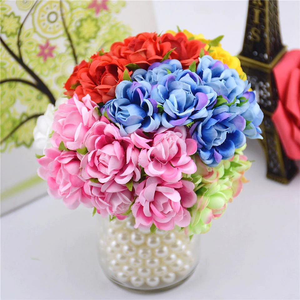 60pcs Silk Rose Bouquet Wedding Decoration Artificial Flower DIY Wreath
