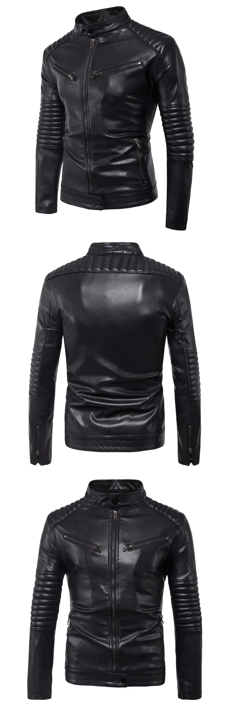 Дропшиппинг кожаная куртка для мужчин осень Slim fit искусственная кожа мотоциклетная кожаная куртка-бомбер пальто большой размер 5XL