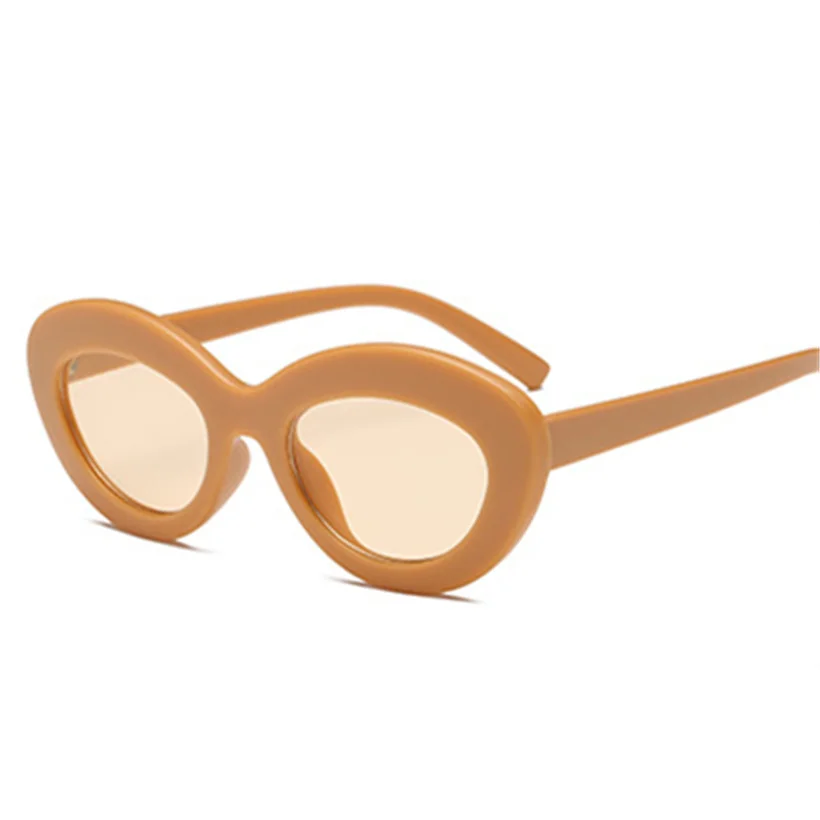 YOOSKE Овальные Солнцезащитные очки женские Ретро брендовые дизайнерские винтажные женские кошачий глаз желтые солнцезащитные очки океанские линзы женские UV400 - Цвет линз: Yellow