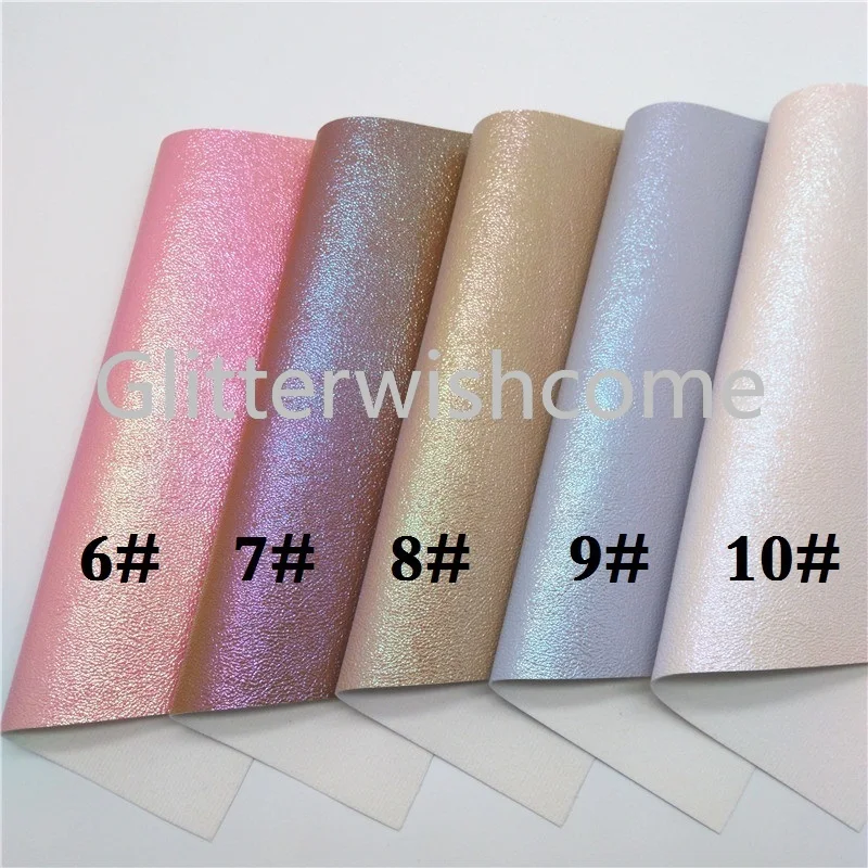 Glitterwishcome 21X29 см A4 Размер Радужная искусственная кожа ткань, синтетическая кожа ткань листы, виниловая ткань для бантов, GM417A