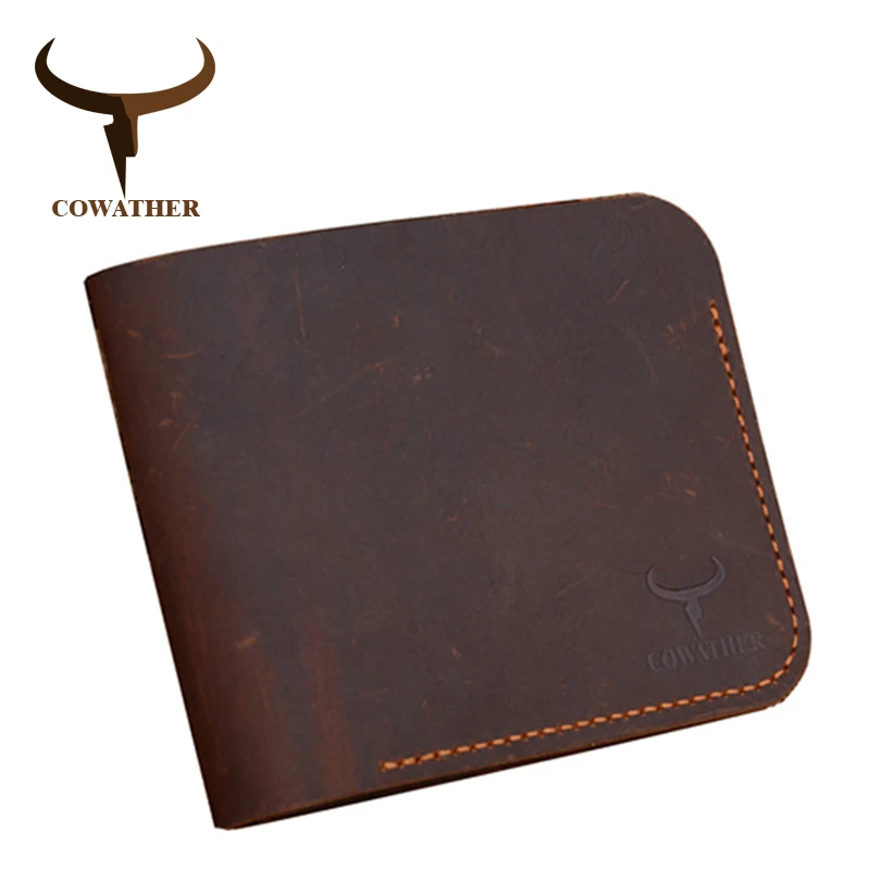 COWATHER 2017 Crazy horse leather wallets for men fashion cross...