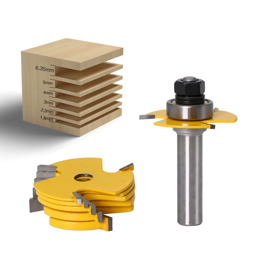 2Pc 6 Piece Slot Cutter 3 Wing Router Bit Set