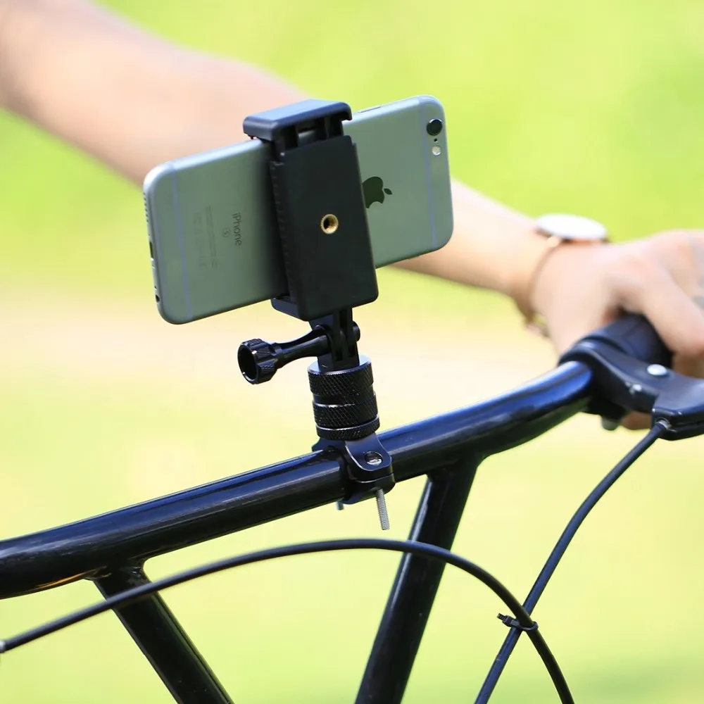 

NeNewest Bicycle Accessories Handlebar Clip PULUZ Selfie Sticks Tripod Mount Adapter Phone Clamp for Go Pro, Sport Camera