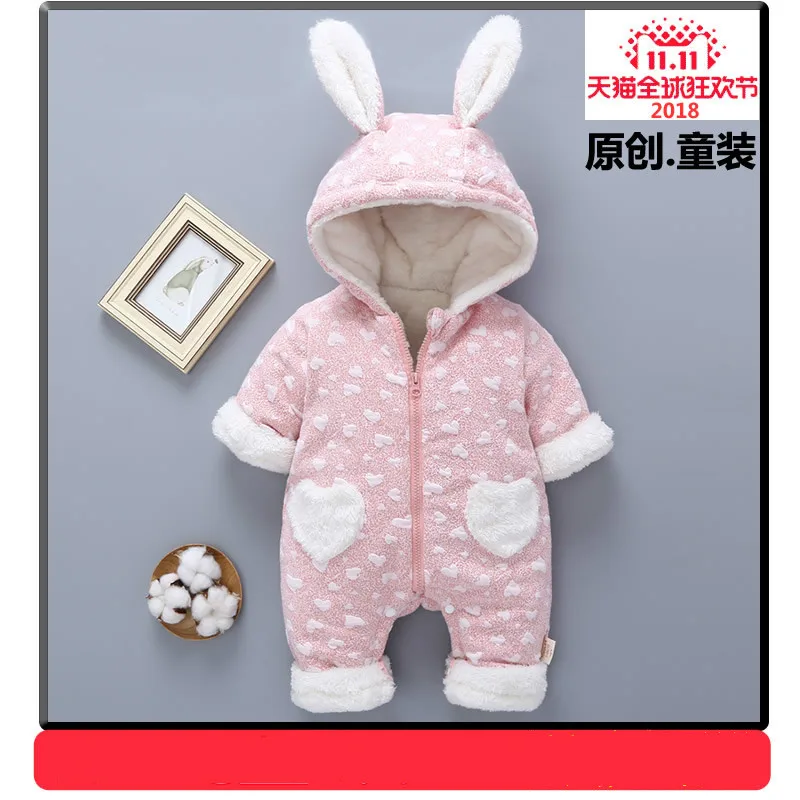 

Baby onesies winter coat thickening baby out newborn clothes winter plus velvet warm cotton open file cotton clothing rompers