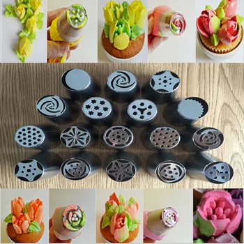 

17pcs/lot Russian Tulip Stainless Steel Icing Piping Nozzles Pastry Decorating Tips Cake Cupcake Decorator