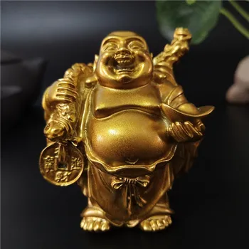 Statue de bouddha riant Maitreya doré, Sculpture, ornement de jardin, décoration de maison, Feng Shui chinois, Statues de bouddha heureux 1
