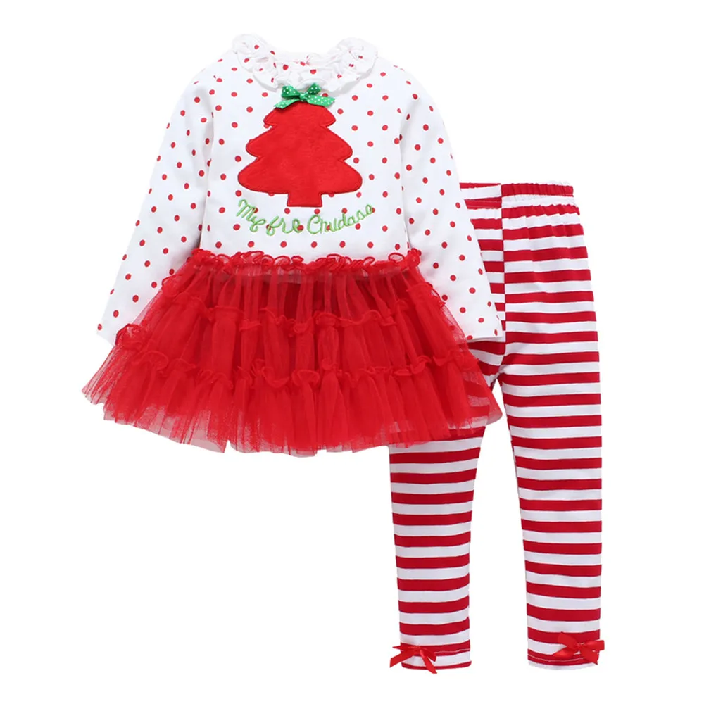 Infant Boys Long Sleeve Christmas Tree Bodysuits + Reindeer Print Pants Girls Party Kids Sets 2Pcs Suits | Детская одежда и обувь