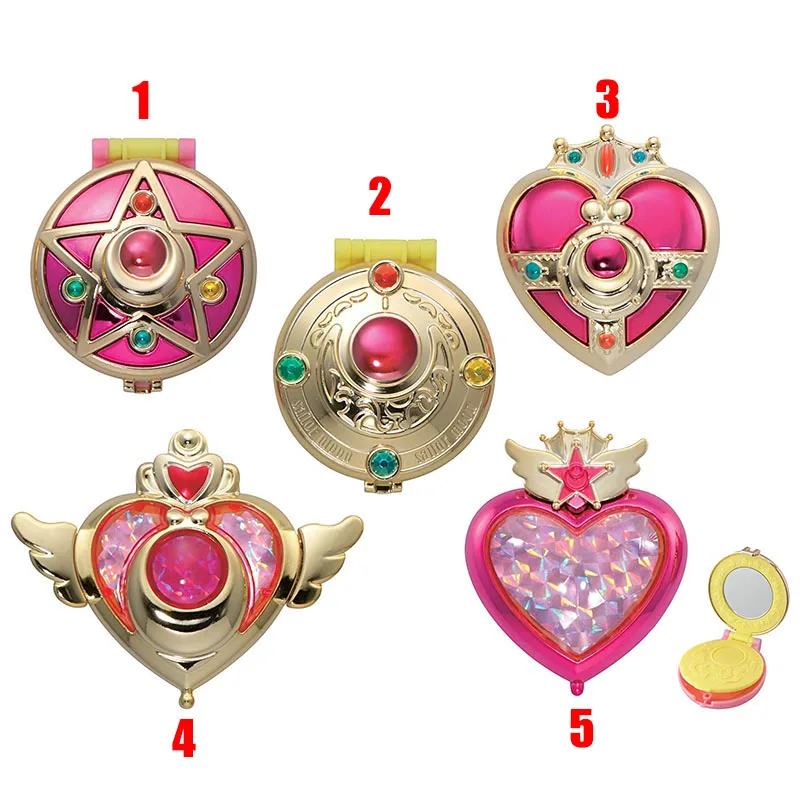 

1pcs original Gashapon Sailor Moon Transforming Compact Crystal Star Compact Cosmic Heart Compact brooch Set Jewelry Case toys