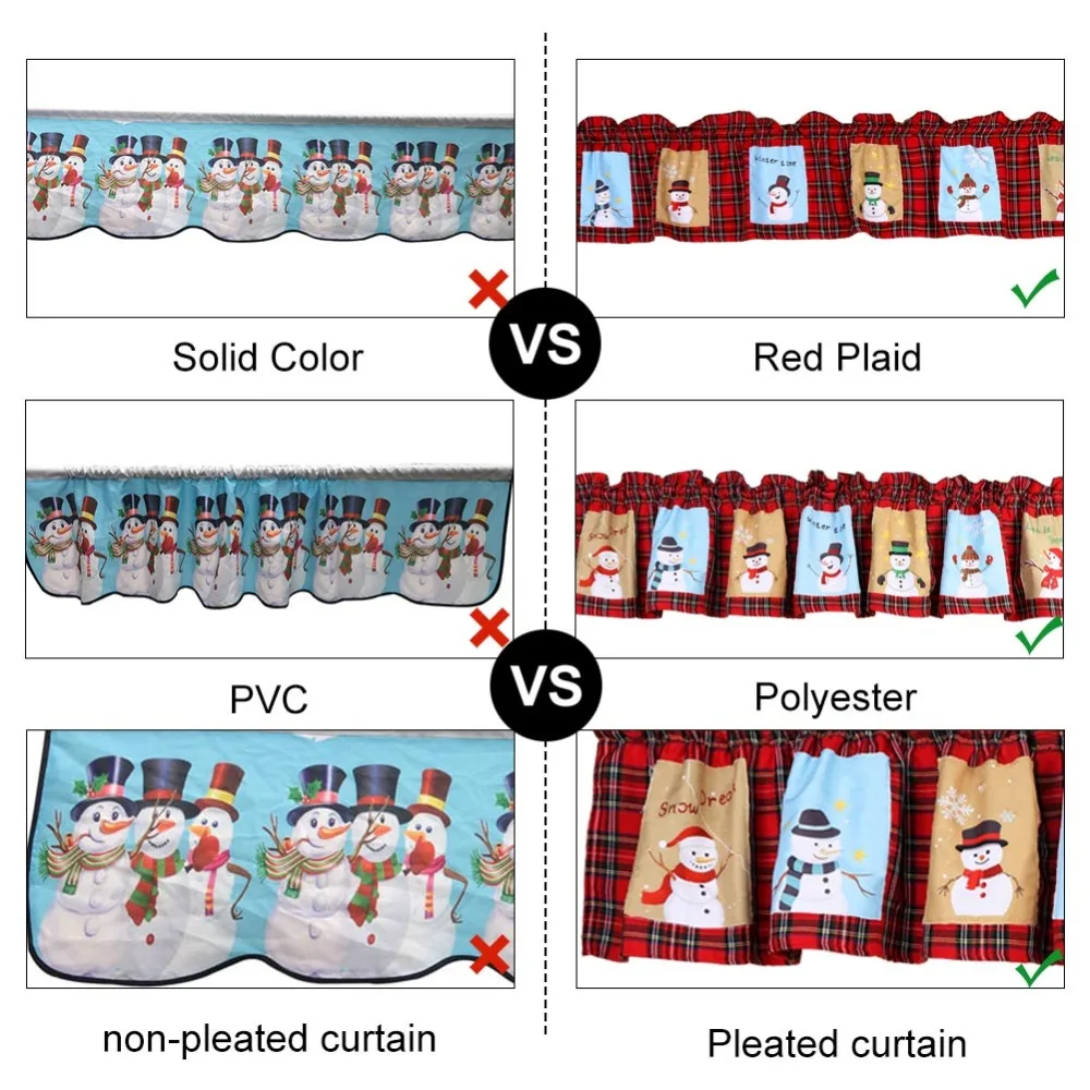 OurWarm пальто в клетку на Рождество Подзор Снеговик окно занавески с орнаментами для рождественской вечеринки, украшения для дома год 180x35 см