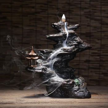 

Creative Rockery Backflow Incense Burner Unique Crafts Waterfall Smoke Backflow Censer Office Table Decor Auspicious Mountain