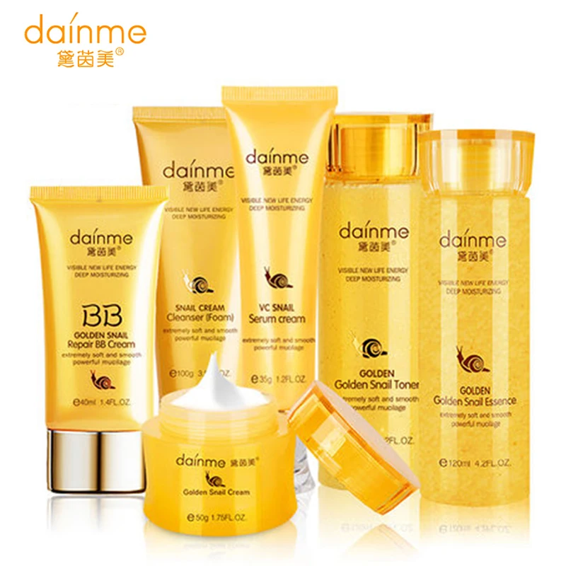 Продажа DAINMEI Gold Snail увлажняющий, отбеливающий набор для ухода за кожей и крем для лица крем для глаз BB Cream Toner молочная эссенция Cleanser 6 шт. компл.