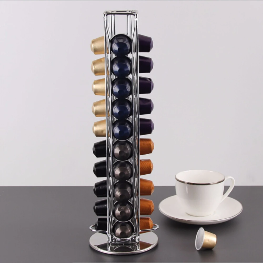 1pcs Revolving Coffee Pod Holder 360 Degree Rotating Rack Capsule Stand