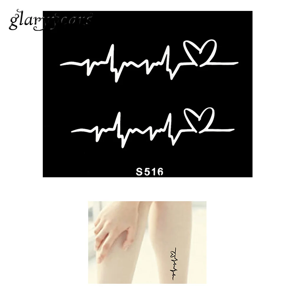 

Hot 1 Piece Small Henna Tattoo Stencil Creative Electrocardiogram Pattern Design Health Body Art Tattoo Stencil Top Quality S516