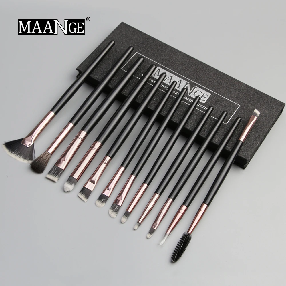 

MAANGE Pro Makeup Brushes Set 12 pcs/lot Eye Shadow Blending Eyeliner Eyelash Eyebrow Brushes For Makeup High Quality