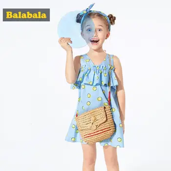 

Balabalagirls dress summer 2019 new children's princess dress child baby beach dresses cotton clothing