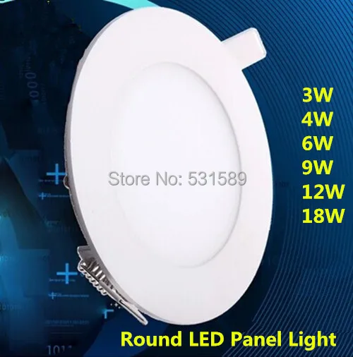 

100pcs 3W 4w 6W 9W 12W 15W 18W Led Round Panel Light For Kitchen Light AC110v 220v Ultra Bright Led Ceiling Light With Driver