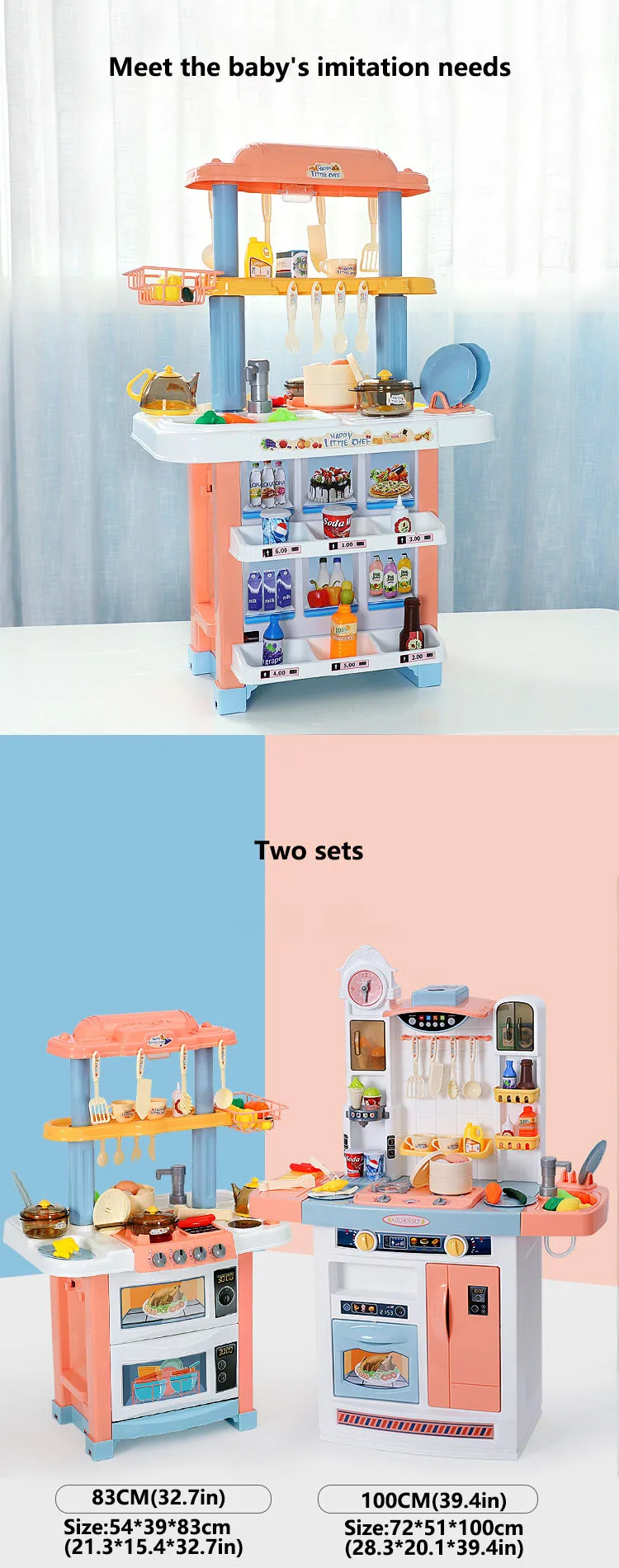 Infant Shining Children Kitchenware Kid Kitchen Toy Simulation Spray with Kids Kitchen Cooking Toy Set for Girls Games