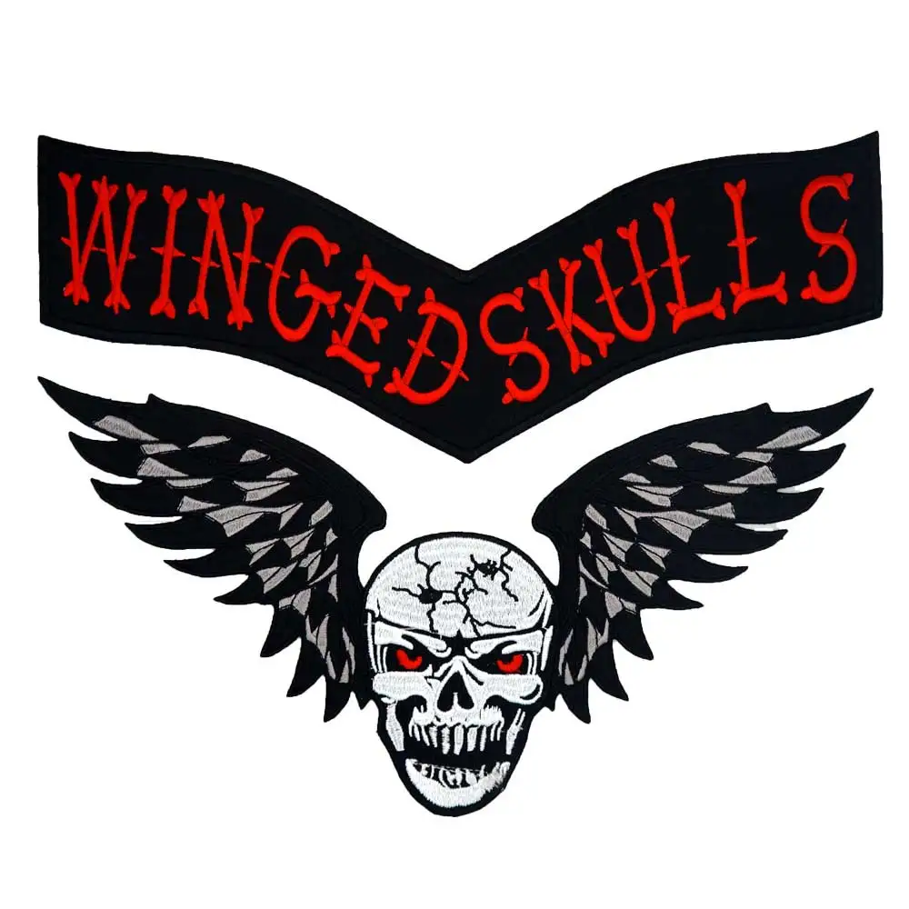 SKULL WINGS Back PATCH Embroidered punk biker Patches Clothes Stickers Apparel Accessories Badge | Дом и сад