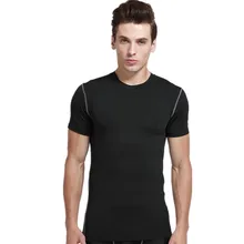 Для мужчин спортивные футболки летние быстросохнущие Бодибилдинг Фитнес сжатия нижний слой рубашки беговые дорожки