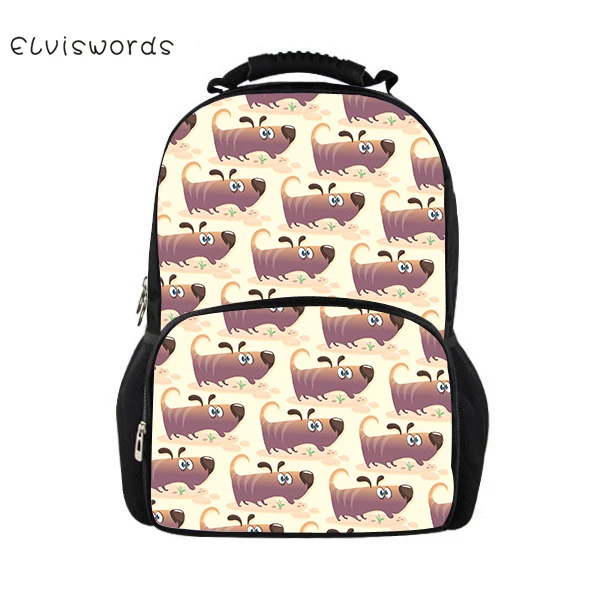 

ELVISWORDS Dachshund Printed Backpacks For Teenage Boys Girls School Bag Casual Cute Pattern Rucksack Mochilas Back Pack Bag