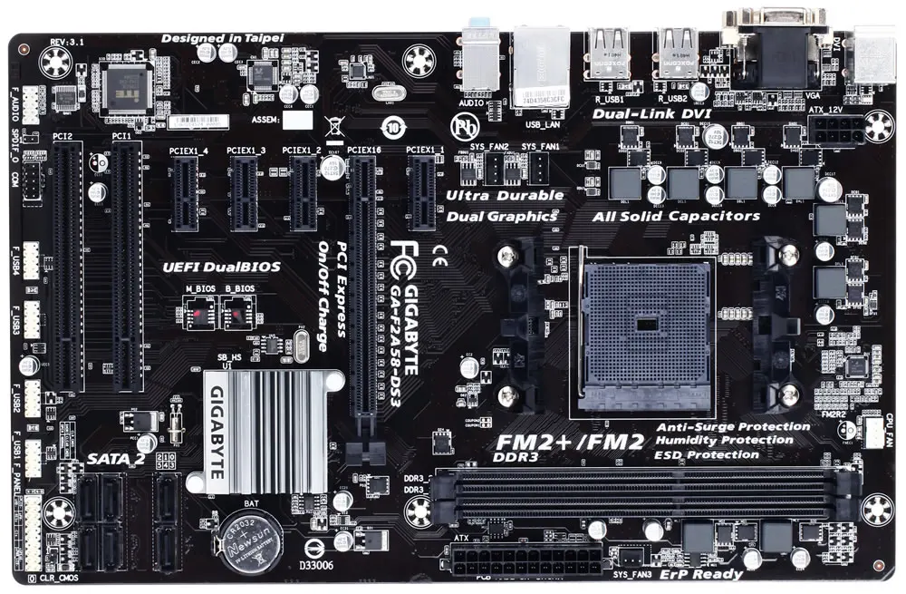 Second Hand For Gigabyte GA F2A58 DS3 Desktop Motherboard For AMD A55