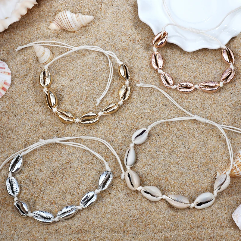 

Gold Color Cowrie Shell Bracelets for Women Delicate Rope Chain Bracelet Beads Charm Bracelet Bohemian Beach Jewelry