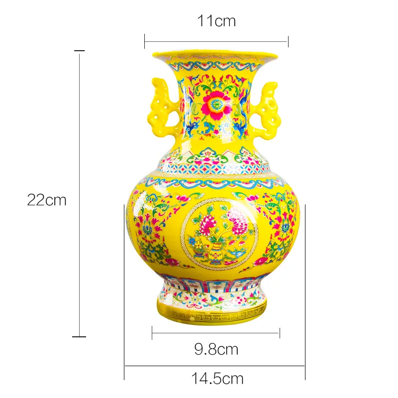 Цзиндэчжэнь Античная эмалированная китайская керамическая ваза для дома или офиса, декоративные фарфоровые вазы - Цвет: 4