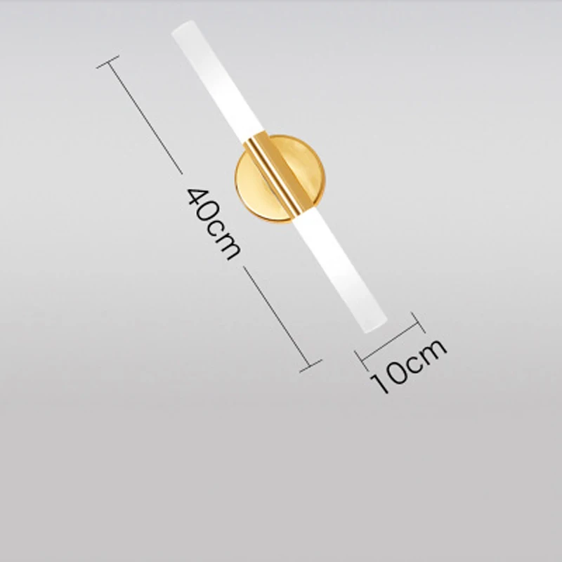 Современный Металлический Трубчатый светодиодный светильник на стену, бра для спальни, фойе, санузел, гостиная, туалет, ванная комната, настенный светильник, лампа - Цвет абажура: Golden cold white