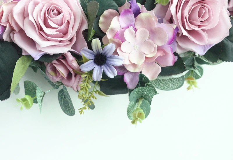 JAROWN Artificial Wreath Threshold Flower Simulation Silk French Rose Floral Garland Wedding Party Decor Home Office Door Flores (17)