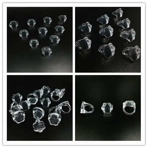 

Qinz Fashion Jewelry Wholesale Lots 50pcs Transparent Environmental Protection Girls Kids Flower-shaped DIY Commemorate Rings
