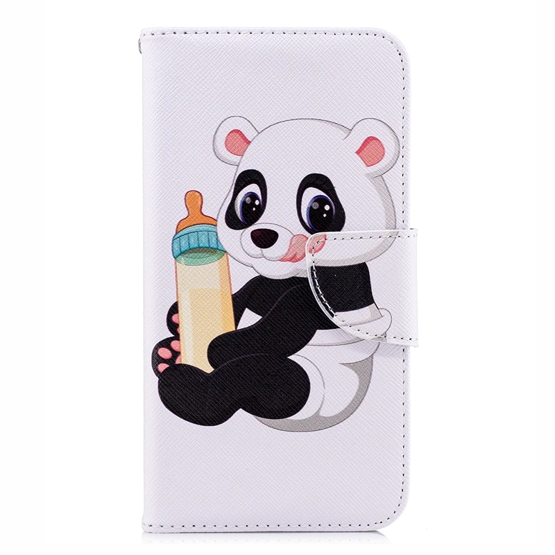 Чехол Etui для Huawei Y5 2018 Роскошный кожаный бумажник с изображением панды и медведя
