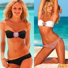 HWYHX Sexy Peony Crystal Buckle Swimsuit Strapless Bikini Set Tube Top Swimsuit New Brand
