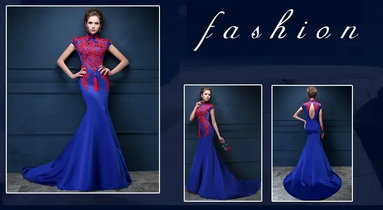Royal blue Mermaid oriental styled dress (24)