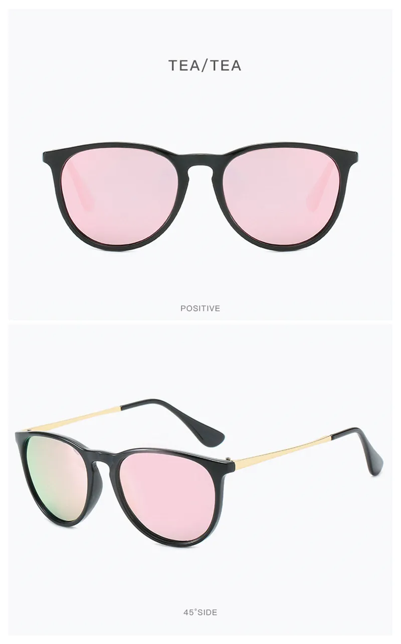 Солнцезащитные очки круглые для женщин и мужчин Ray Bann солнцезащитные очки унисекс зеркало летние UV400 классические очки легкие черепахи коричневый розовый синий